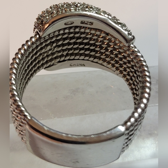 JTV 925 Sterling Silver, CZ Buckle Style Ring Size 8 - Picture 5 of 9